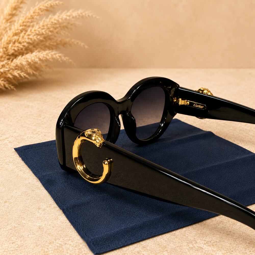Cartier CT0502S Black Butterfly Sunglasses Grey Gradient Lenses - Picture 4 of 5